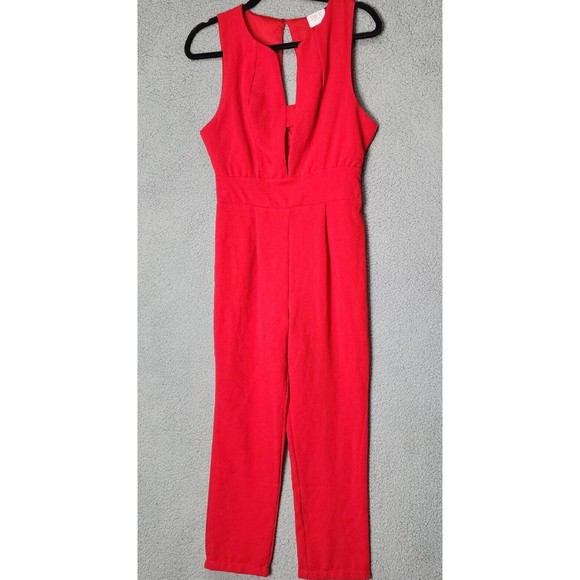 SIENNA SKY Women's Small Red Cropped Sleeveless Jumpsuit - Picture 1 of 9